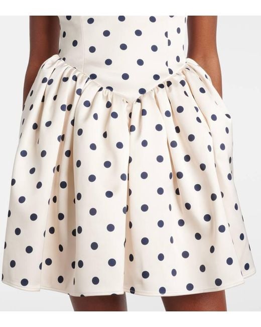 Self-Portrait White Polka-Dot Satin Minidress