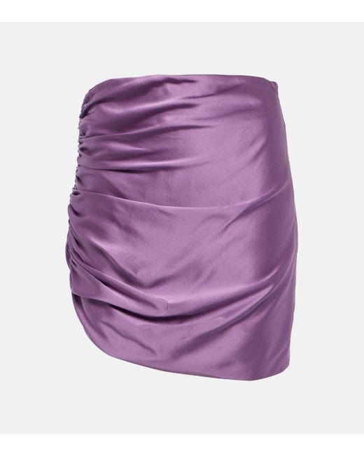 The Sei Purple Asymmetric Gathered Silk Miniskirt