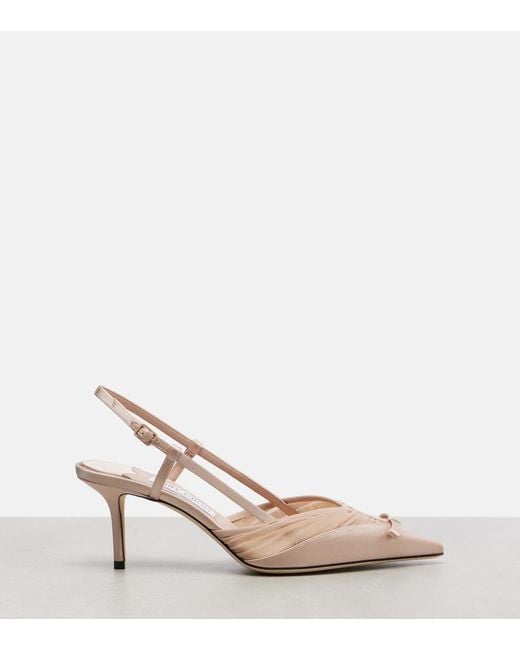 Jimmy Choo Pink Afia 65 Satin Slingback Pumps