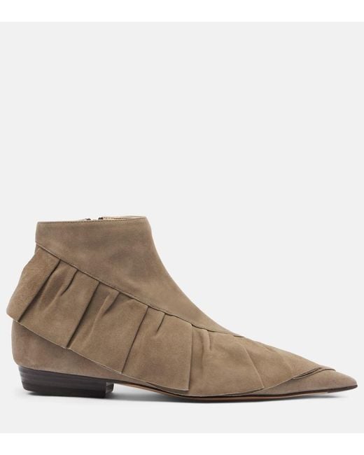 J.W. Anderson Brown Ruffled Suede Ankle Boots