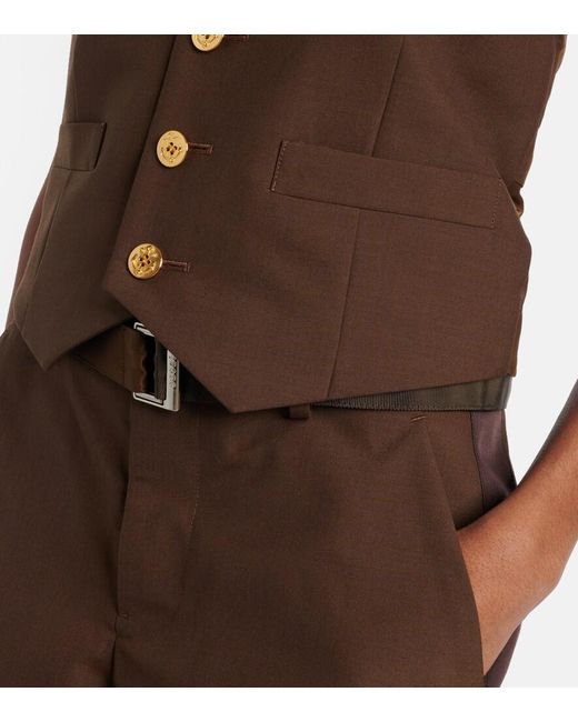 Sacai Brown Paneled Vest