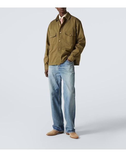 Saint Laurent Schlichtes Baumwoll-Overshirt in Green für Herren