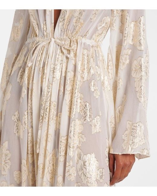 Vestido Largo Aurelia En Mezcla De Seda Alexandra Miro de color White