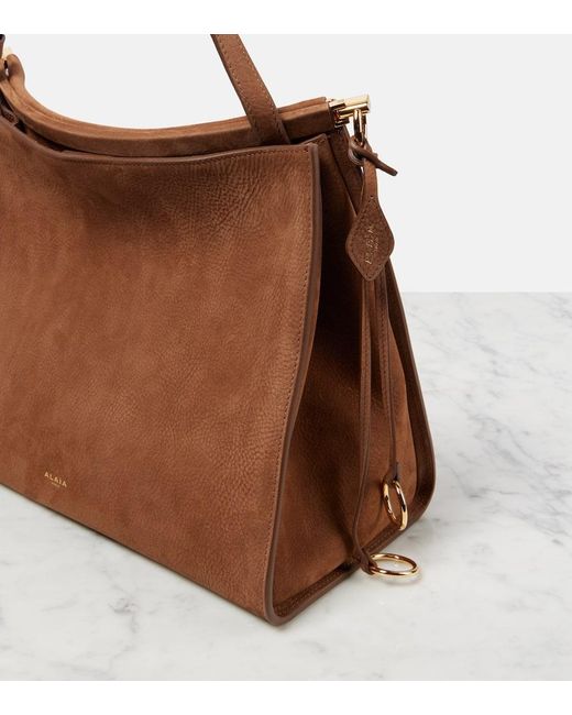 Alaïa Brown Le Click Medium Suede Shoulder Bag