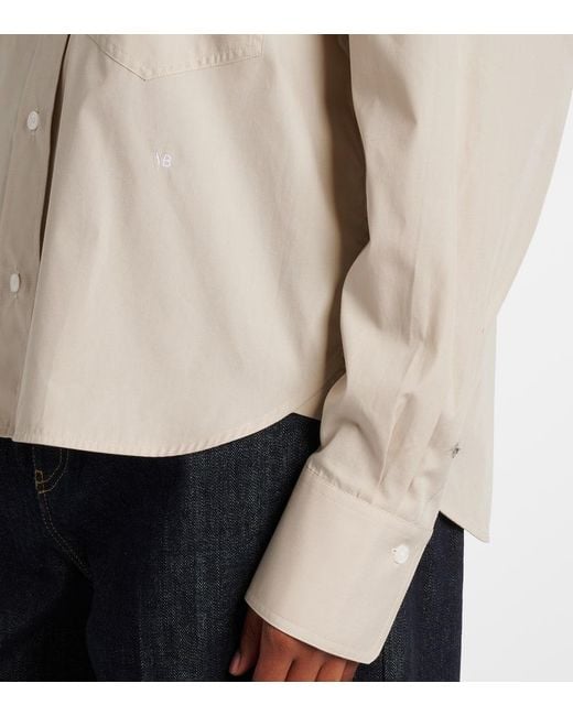 Camisa Cropped De Algodon Victoria Beckham de color Natural