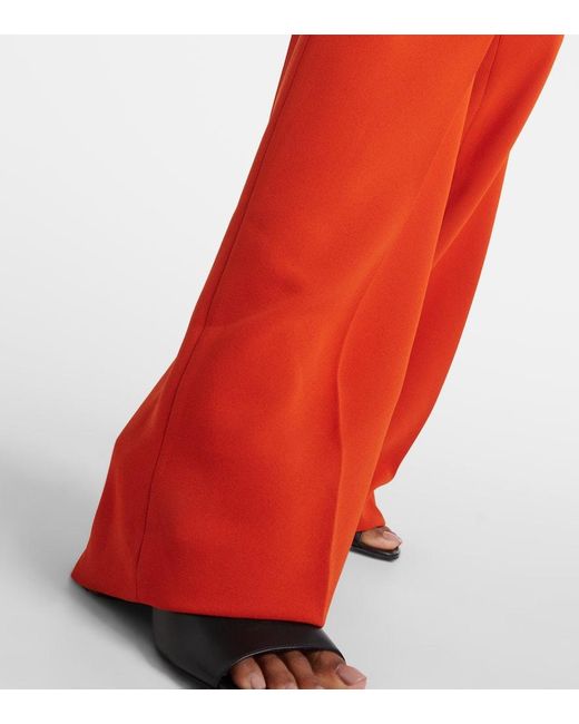 Pantalones rectos en crepe de tiro alto Dries Van Noten de color Orange