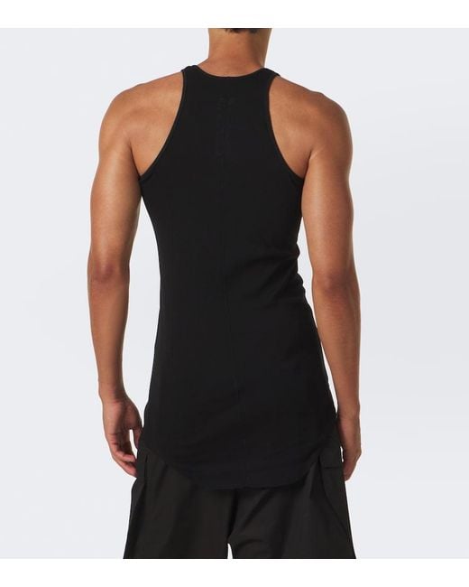 Rick Owens Black Basic Ribbed-Knit Cotton Jersey Tank Top for men