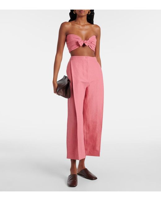 TOVE Red Santu Linen And Cotton-Blend Culottes