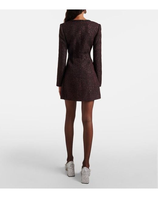 Self-Portrait Black Minikleid Aus Tweed Mit Pailletten