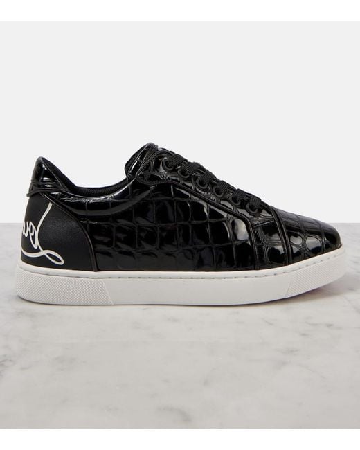 Christian Louboutin Black Fun Vieira Leather Low-Top Trainers
