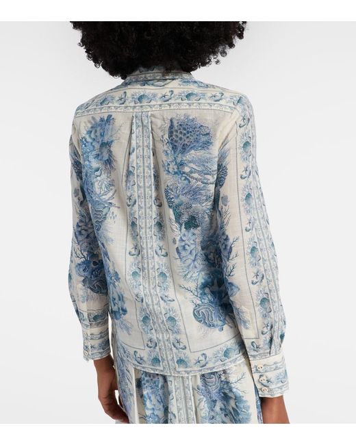 Zimmermann Blue Wanderlust Cotton Shirt