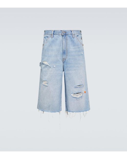ERL Blue X Levi's® 501 Distressed Denim Shorts for men