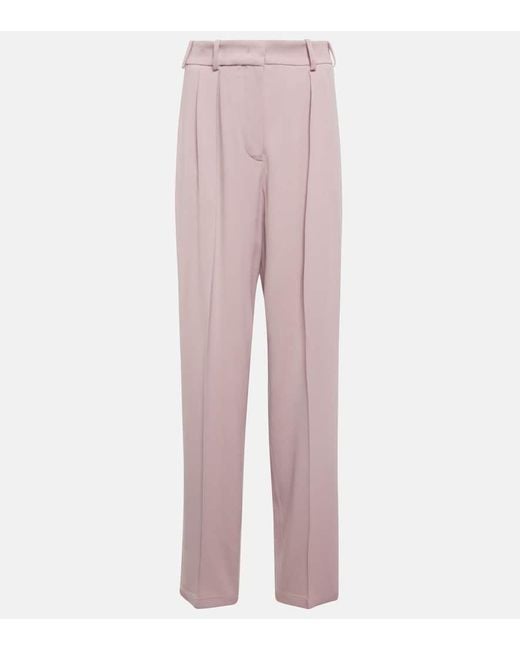 Joseph Pink Buckley Pleated Wide-Leg Wool-Blend Pants