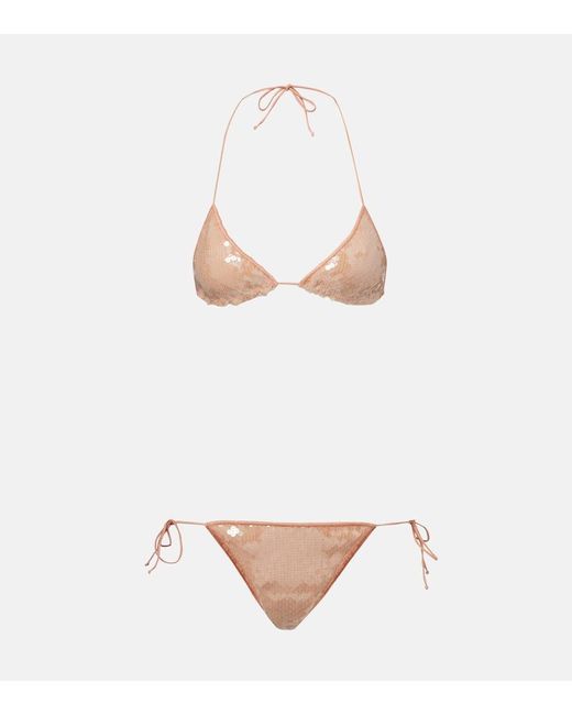 Oseree White Sequined Bikini