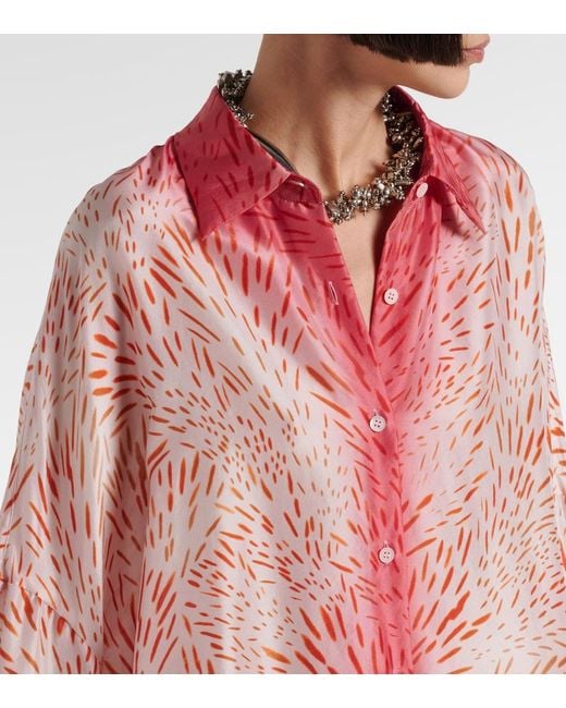 Dries Van Noten Pink Printed Silk Shirt