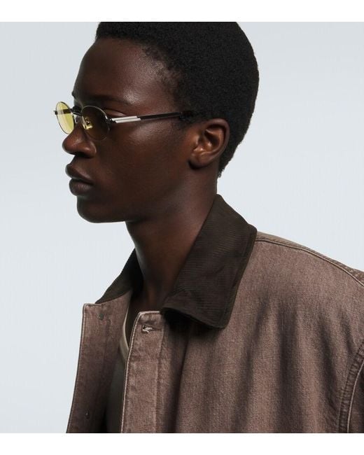 Bottega Veneta Metallic Oval Sunglasses for men