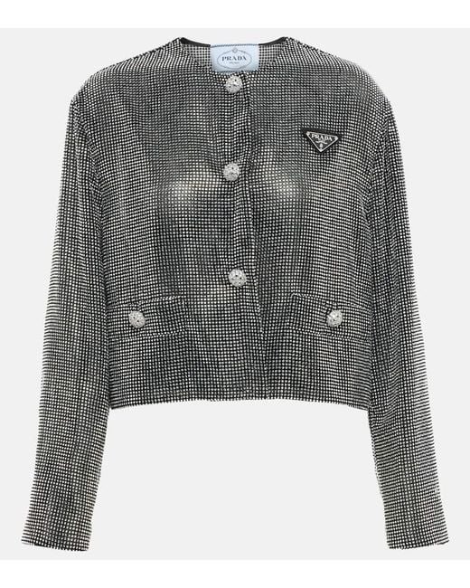 Prada Gray Crystal-Embellished Jacket