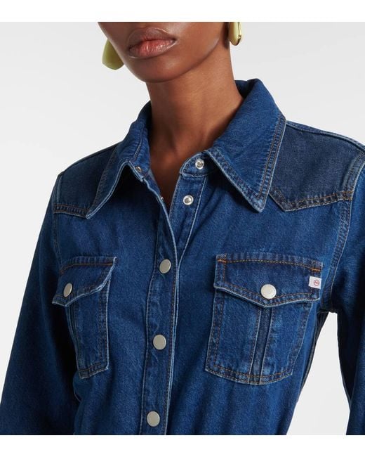 AG Jeans Blue Marseille Denim Shirt Dress