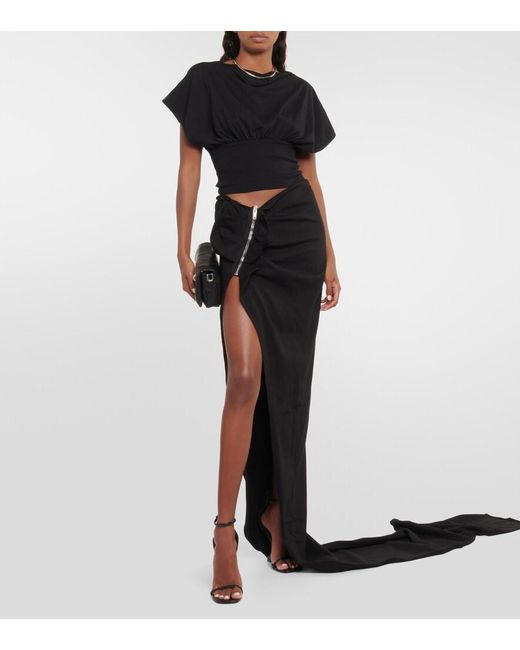 Rick Owens Black Drkshdw Cotton Maxi Skirt