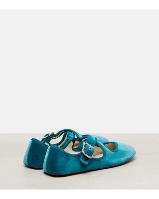 Alaïa Blue Criss Cross Velvet Ballet Flats