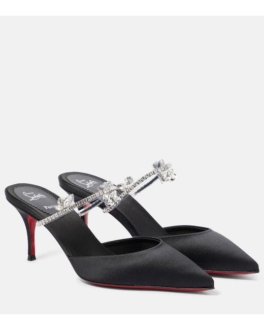 Christian Louboutin Black Planet Queen 70 Satin Mules