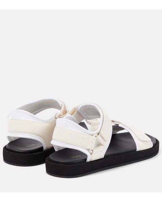 The Row Black Hook And Loop Leather Sandals