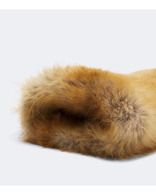 Saint Laurent Brown Shearling Hand Muffs