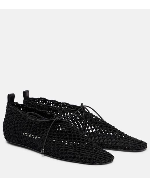 Totême  Black Crochet Flats