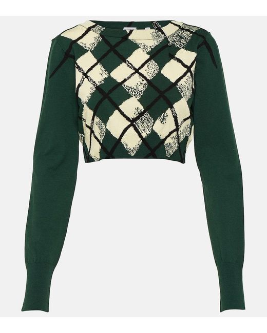 Burberry Green Cropped-Pullover aus Baumwolle