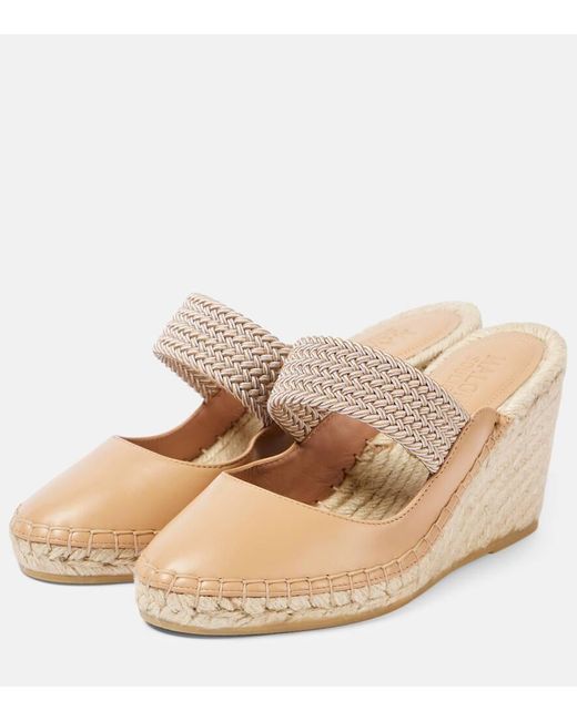 Malone Souliers Natural Siena 70 Leather Espadrille Wedges