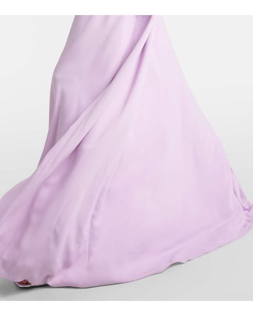 Caftano con ricamo e cristalli di Carolina Herrera in Purple