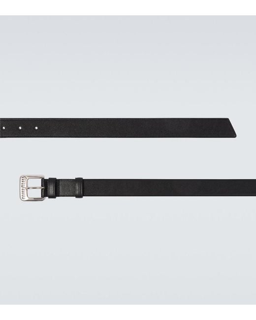 Miu Miu Black Logo Leather Belt for men