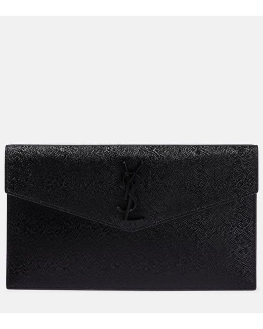Saint Laurent Black Uptown Grained Leather Envelope Pouch