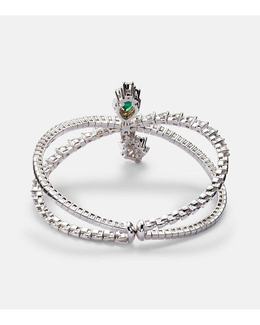 YEPREM Metallic Reign Supreme 18Kt Bangle With Diamonds And Emerald