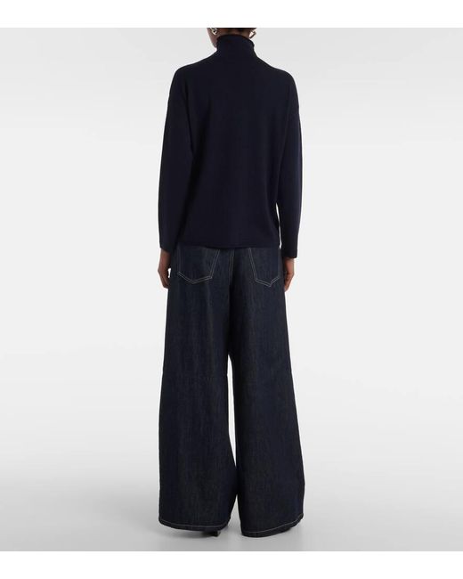 Max Mara Blue Treviso Wool Turtleneck Sweater