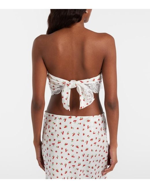 Posse White Fae Lace-Trimmed Printed Top