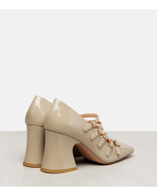 Chloé Natural Janis 80 Patent Leather Mary Jane Pumps