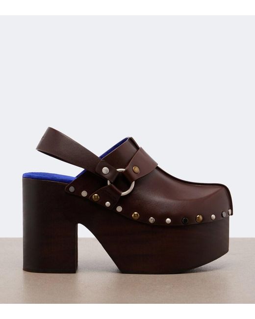 Chloé Brown Talis Leather Platform Clogs