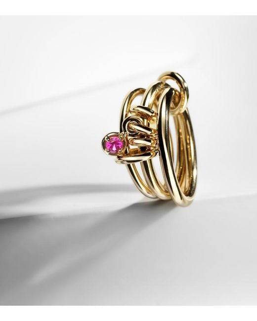 Spinelli Kilcollin White Sapphire Embellished Linked Gold Rings