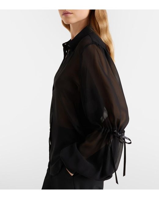 Nina Ricci Black Sheer Silk Blouse
