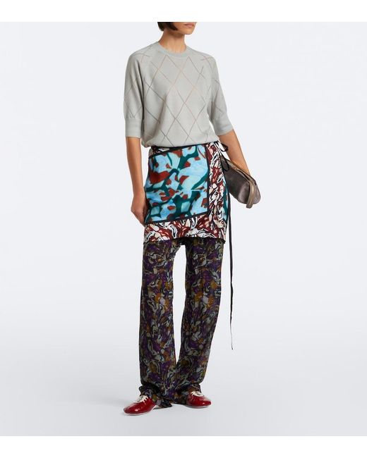 Dries Van Noten Gray Argyle Wool Sweater