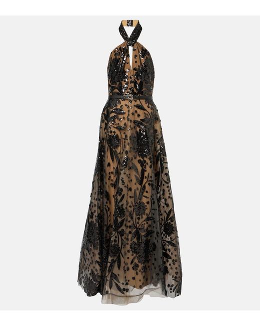 Elie Saab Black Robe Mit Pailletten