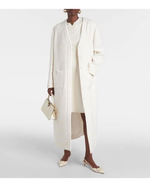 Abrigo de tweed Valentino de color White