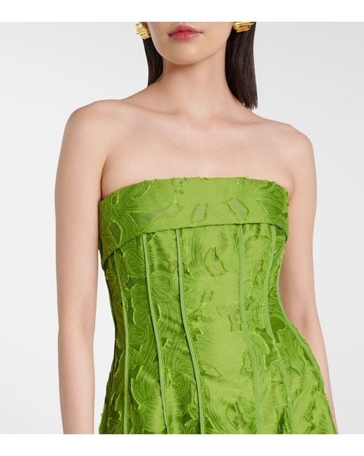 Jonathan Simkhai Green Bustier-Kleid Imogen Aus Jacquard