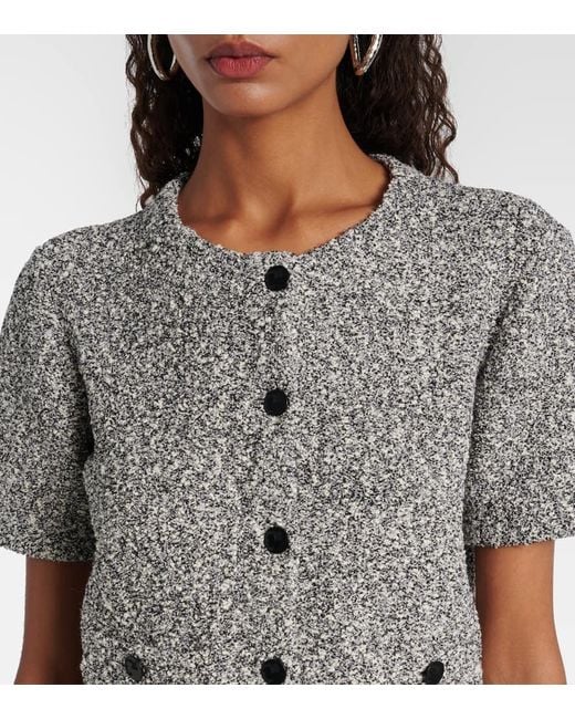 Tory Burch Gray Cropped Tweed Top
