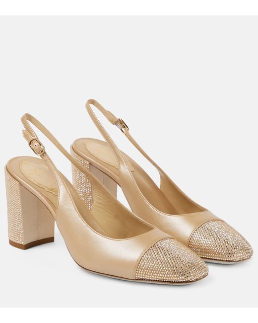 Rene Caovilla Natural Verzierte Slingback-Pumps Kristen aus Metallic-Leder