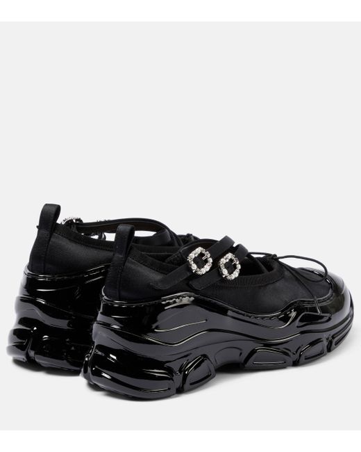 Chaussures plates en satin a cristaux Simone Rocha en coloris Black