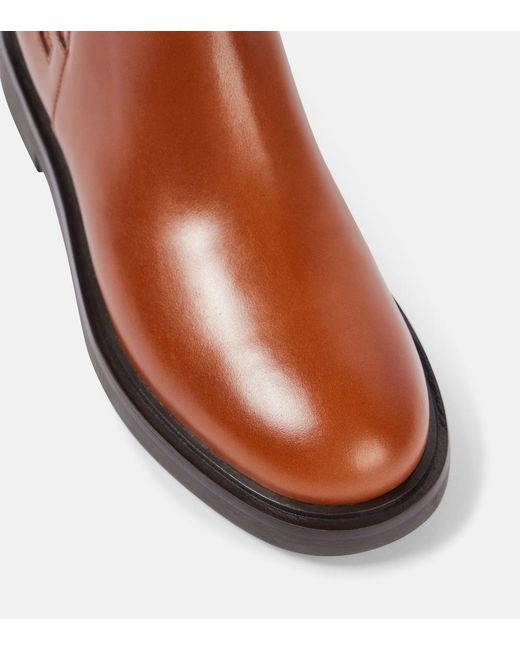 Tory Burch Brown T Monogram Leather Chelsea Boots