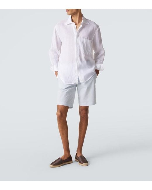 Vilebrequin Blue Brad Striped Seersucker Bermuda Shorts for men