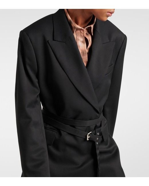 Blazer Con Cinturon Acne de color Black